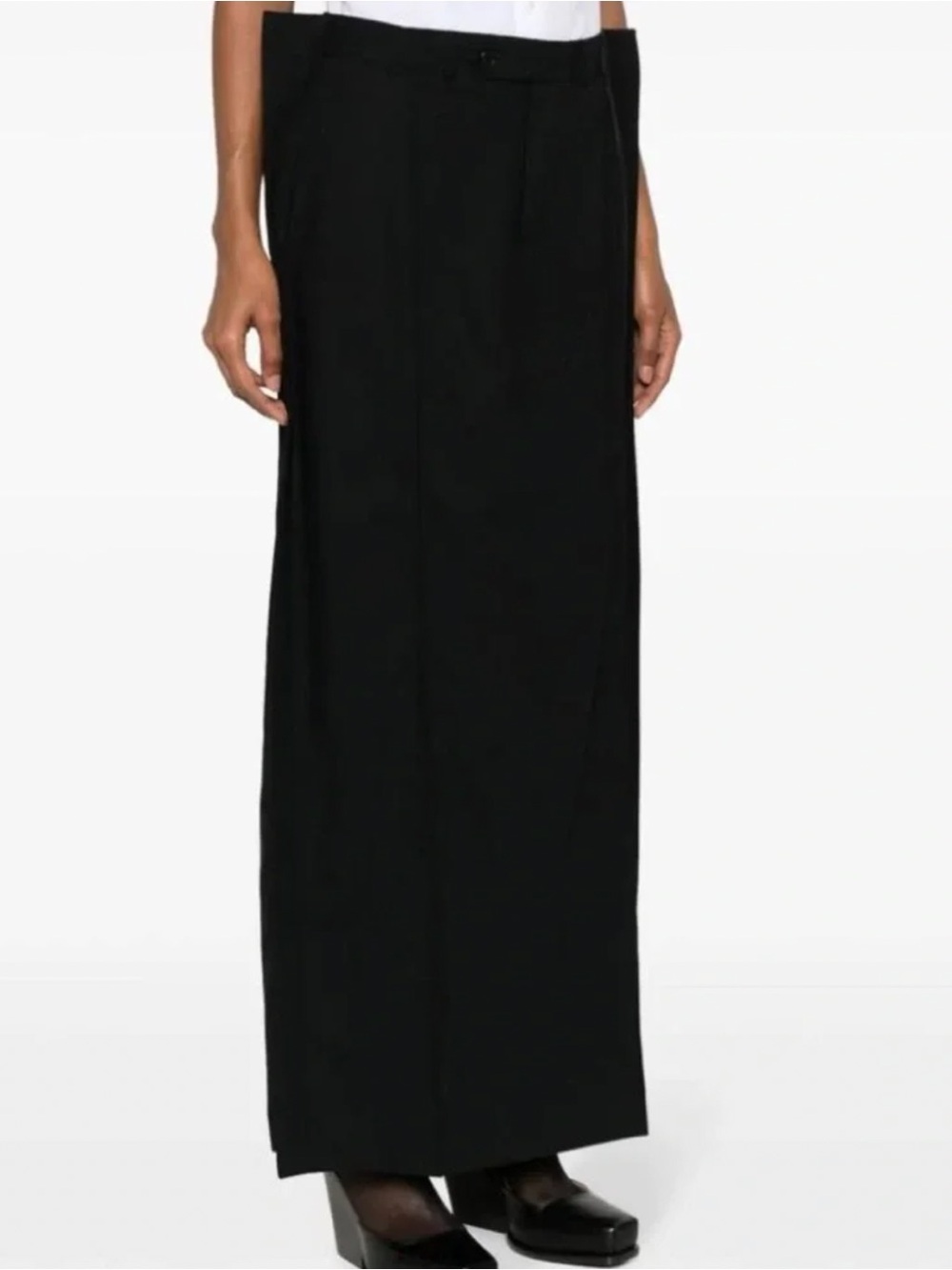 BETTTER Side Ribbed Maxi Skirt Black 100% Wool NWT BrownsDrop S Upcycled Minimal - Picture 3 of 8